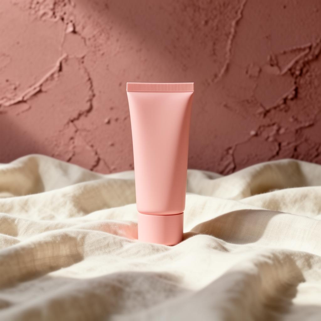 Pink sunscreen on linen